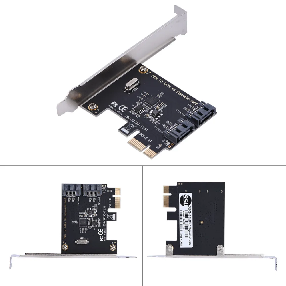 Плата расширения PCI-E PCI Express для SATA 3,0 с кронштейном, 2 порта SATA III, 6 Гбит/с, плата адаптера расширения для компьютерного корпуса