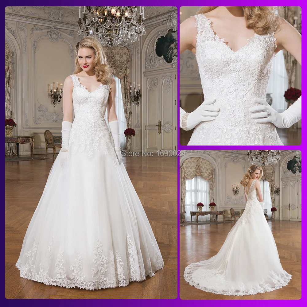 Davis Bridal 2015 Ball gwon Chapel train Organza with lace Wedding Dress Vestido De Noiva LH3678 | Свадьбы и торжества