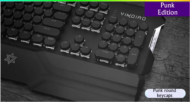 YINDIAO Esport Ретро круглая клавиатура Проводная Смешанная подсветка Механическая игровая клавиатура мышь и гарнитура моделирование водяного охлаждения