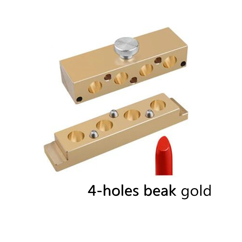 4 holes gold 1 Набор 12,1 мм алюминиевый пресс-форма для 2/4/6/12 полостей отверстия ленивый помады пресс-формы для DIY двухцветный плоский птица рот Форма - Цвет: 4 holes gold