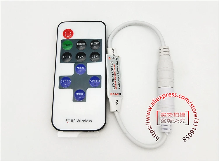 DC5-24V беспроводной светодиодный мини-контроллер Диммер 11key RF пульт дистанционного управления для 3528 5050 одноцветный светодиодный светильник