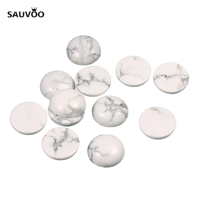 SAUVOO 20 шт./лот Белый купол натуральный камень Круглый Кабошон бусины 6/8/10/12/14/16/18/20