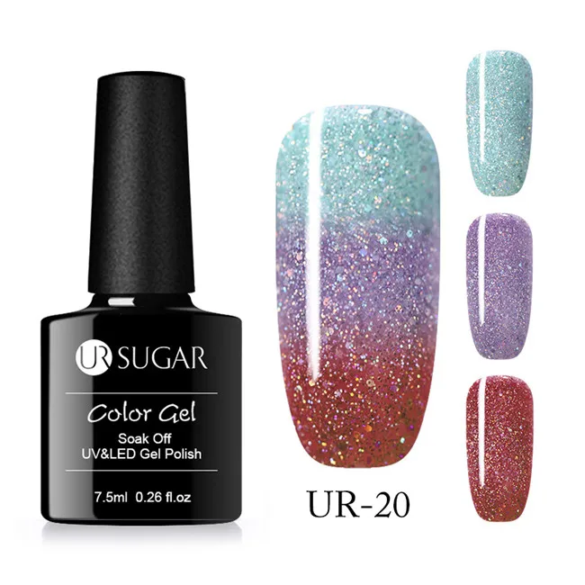 Glitter20 Ur SUGAR, термогель-лак для ногтей, 3 цвета, меняющий температуру, замачиваемый УФ-гель, Полупостоянный лак для ногтей, маникюрная эмаль - Цвет: Glitter20