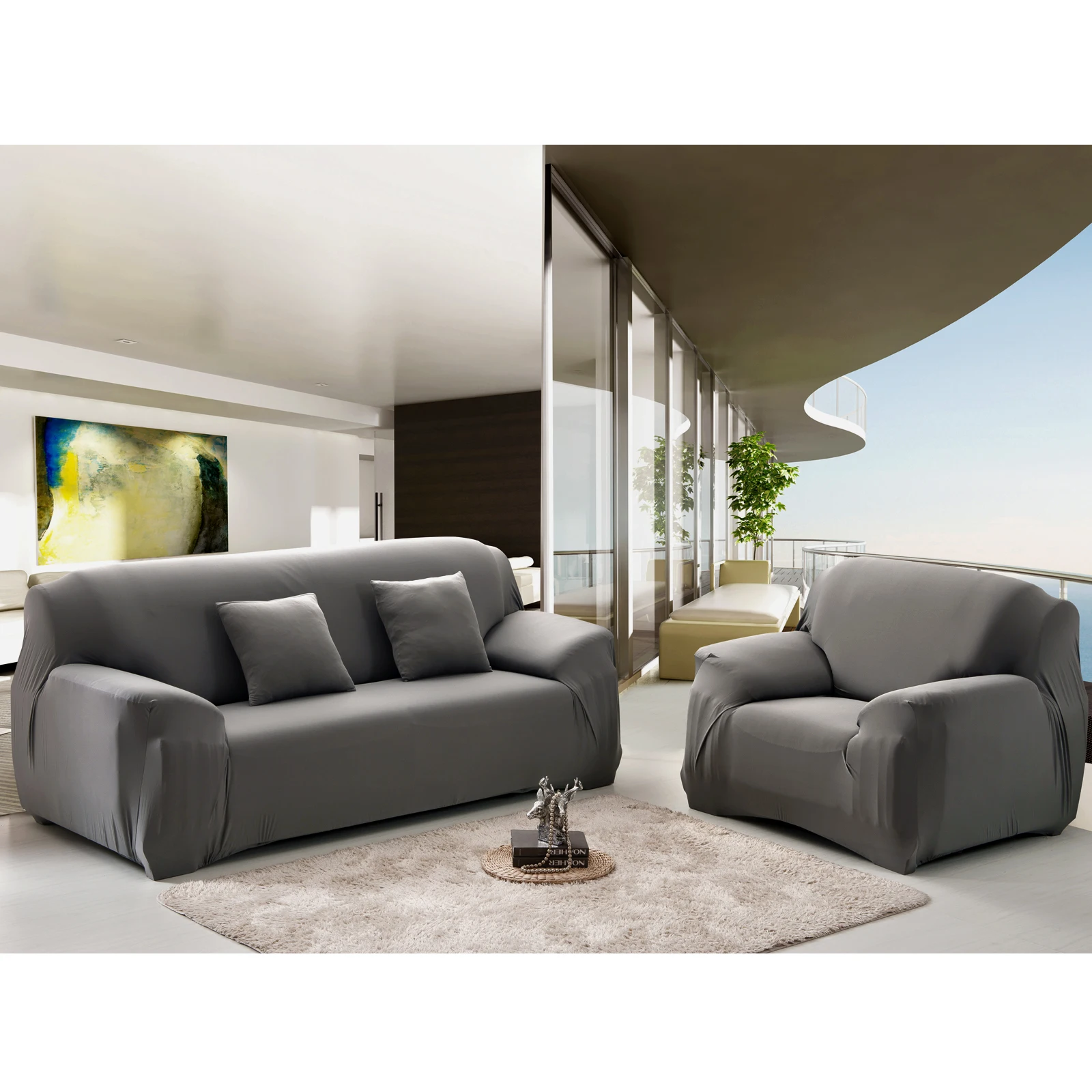 Proster съемный эластичный Диван Lounge Чехлы Recliner 3 местный обеденный стул крышка Серый Прочный Диван Крышка Funiture чехлы
