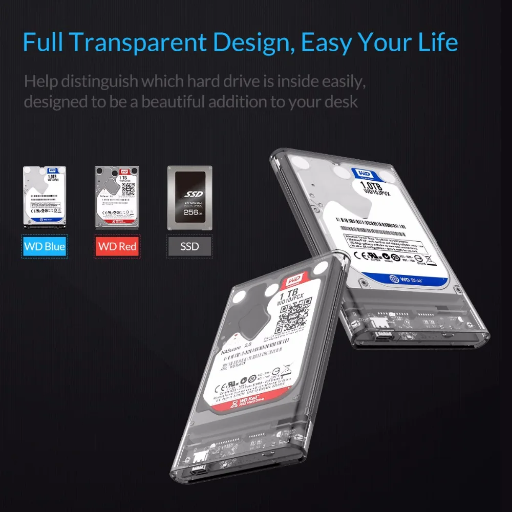 Прозрачный чехол для жесткого диска с интерфейсом USB 2 5 и 3 0|Корпус диска| |