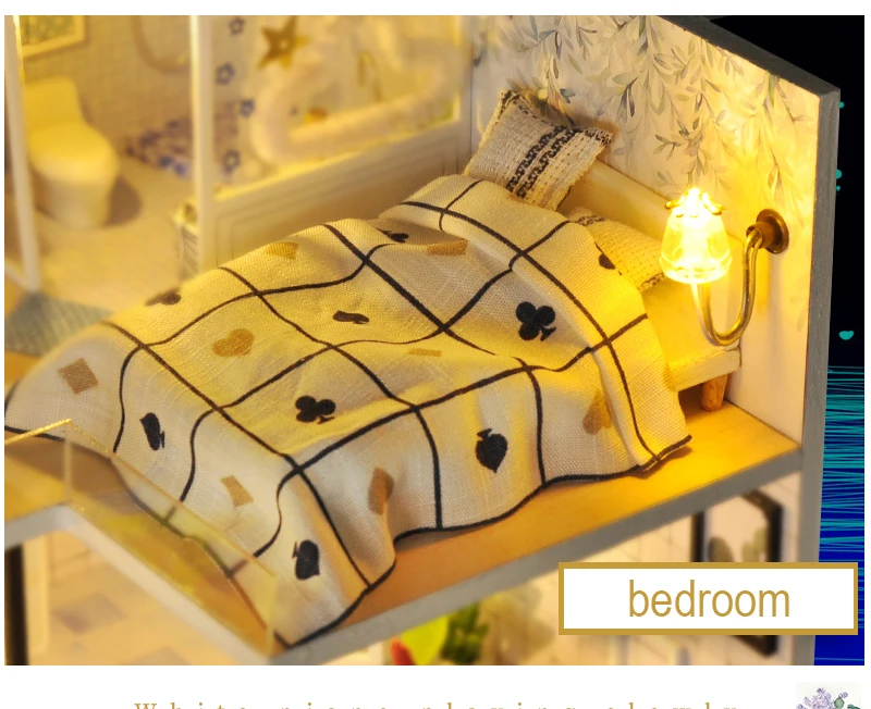 CUTEBEE DIY деревянный кукольный домик кукольных домиков Миниатюрный Кукольный дом мебель комплект Casa музыка светодиодные игрушки для детей, подарок на день рождения, M21