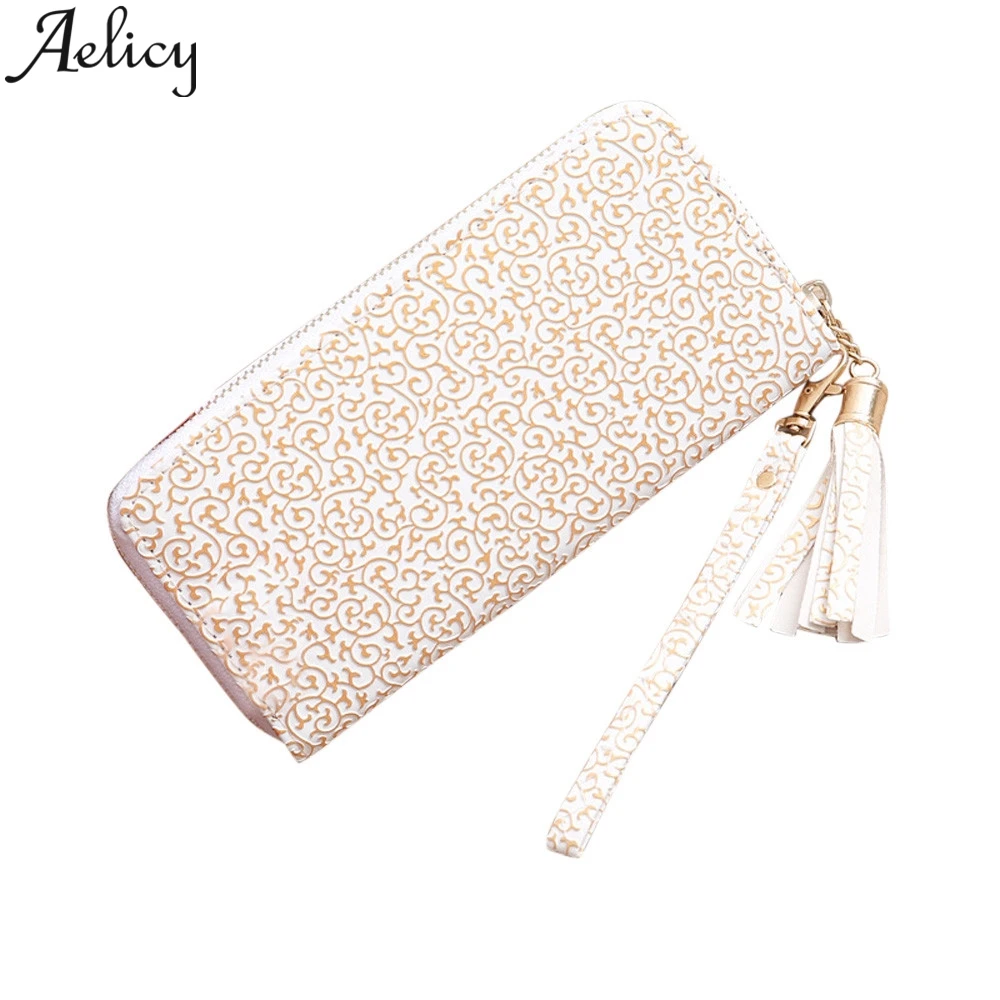 Женский Длинный кошелек Aelicy на молнии с кисточками отделением для кредитных карт