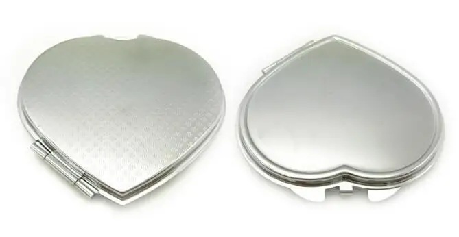 heart shape 1 шт портативное женское зеркало для макияжа из нержавеющей стали, ручное карманное складное боковое косметическое зеркало для макияжа, маленькие различные формы, двойное - Цвет: heart shape