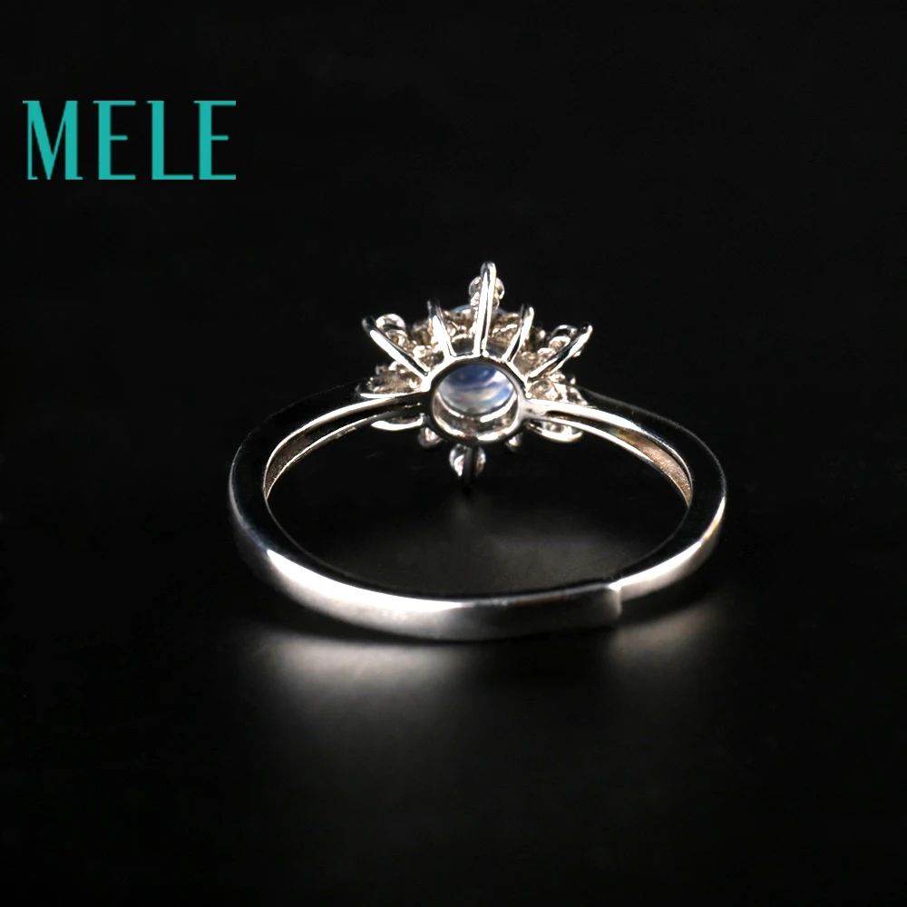 Женские кольца из стерлингового серебра 925 пробы с натуральным голубым лунным