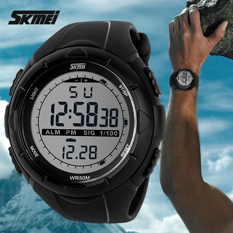 

2019 New Skmei Brand Men LED Digital Military Watch, 50M Dive Swim Dress Sports Watches Fashion Outdoor Wristwatches Clock Hour