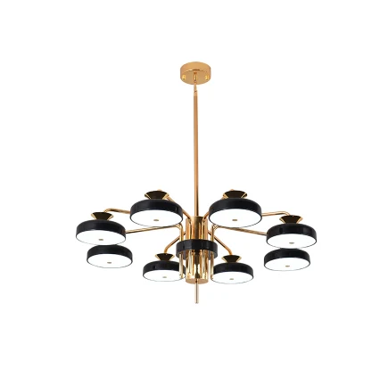 8 light black Светодиодный железные в стиле постмодерн акриловая синяя черная круглая люстра. Люстра светильник. Светодиодный светильник светодиодный светильник для фойе столовой - Цвет абажура: 8 light black