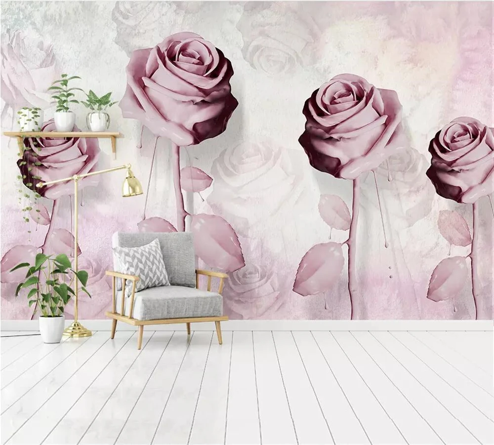 Beibehang пользовательские обои 3d красота розовая роза гостиная фотообои для стен 3 d