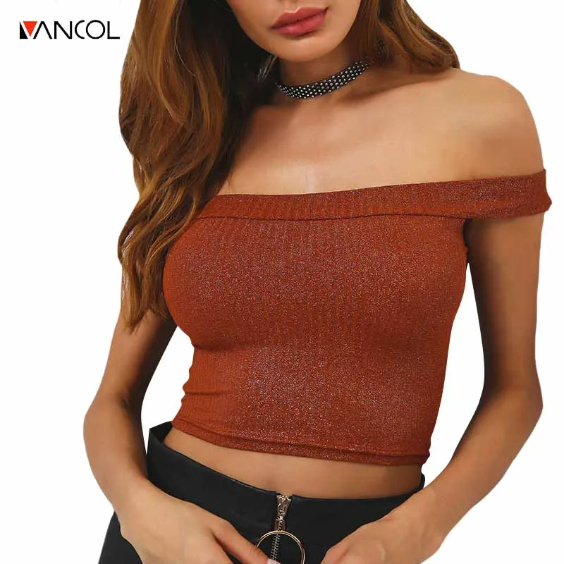 Vancol фитнес коротким рукавом bling растениеводство топ трикотажные короткие