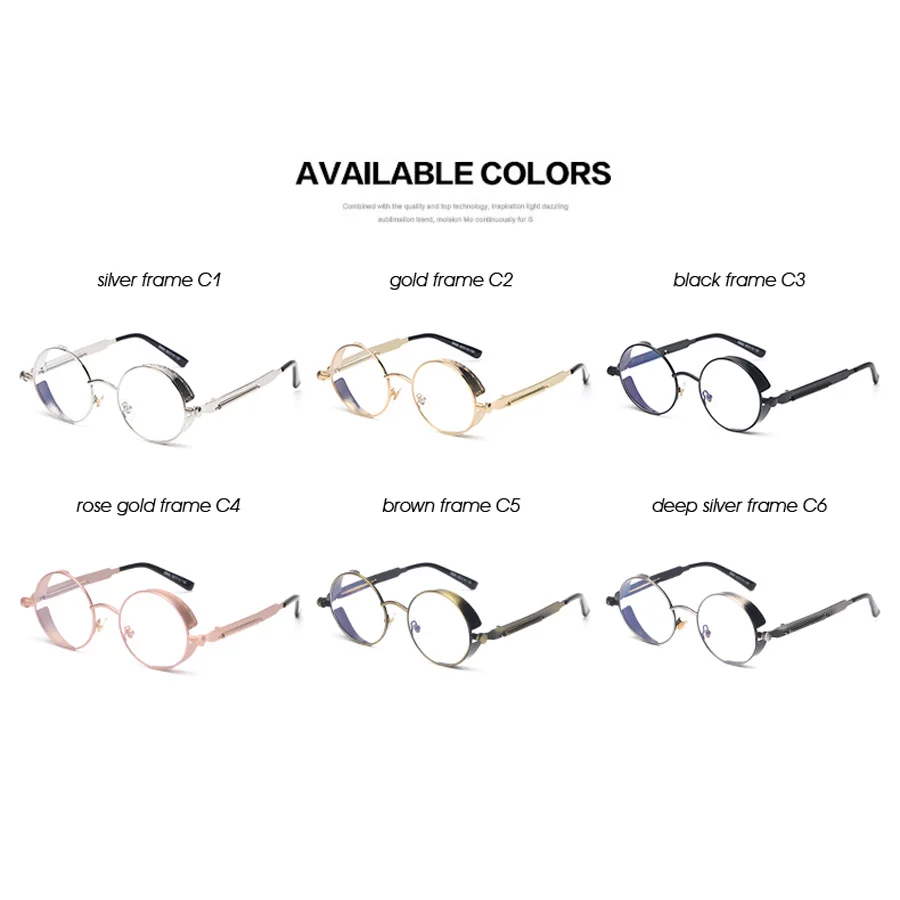 BANSTONE 2017 New Fashion SteamPunk Round Metal Plain Glasses Vintage Brand Design Eyewear Frame Oculos De Grau | Аксессуары для