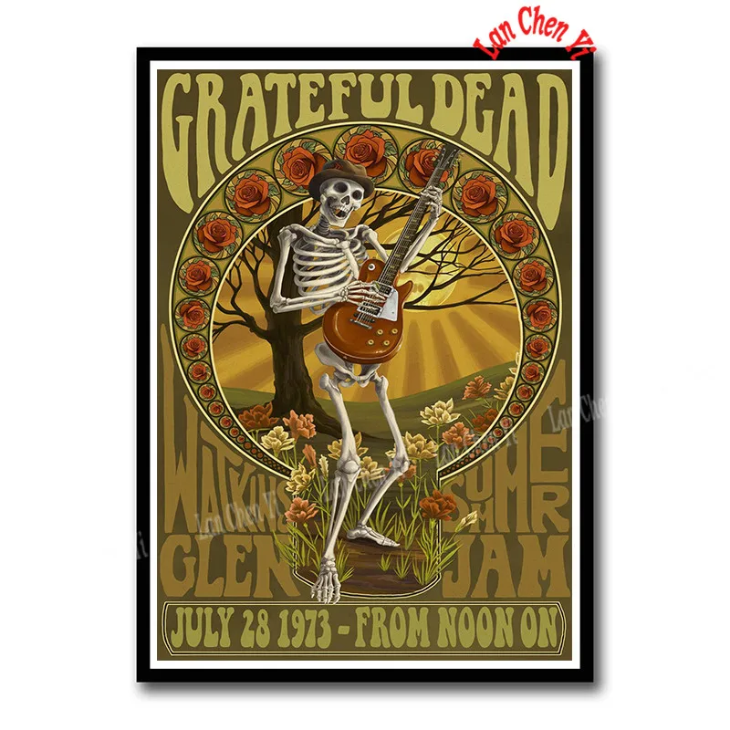 Небесно-голубой The Grateful Dead рок-музыка с покрытием бумажные плакаты настенные стикеры домашний Декор постер для бара/кафе 42*30 см - Цвет: Небесно-голубой