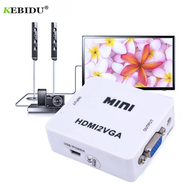 Видео конвертер 1080P VGA адаптер с 3 5 мм Джек аудио Выход совместимому HDMI в комплект