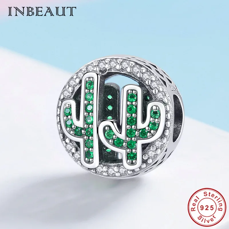 INBEAUT 100% 925 пробы серебряные зеленые кубические Zirocnia пляж кактус Тропическое