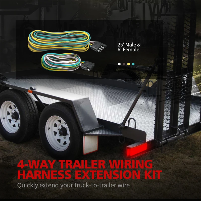 MICTUNING 4Pin 25' мужской и 6' Женский Разъем 18 AWG цвет кодовый провода 4-Way плоский прицеп светильник Жгут проводов комплект расширения