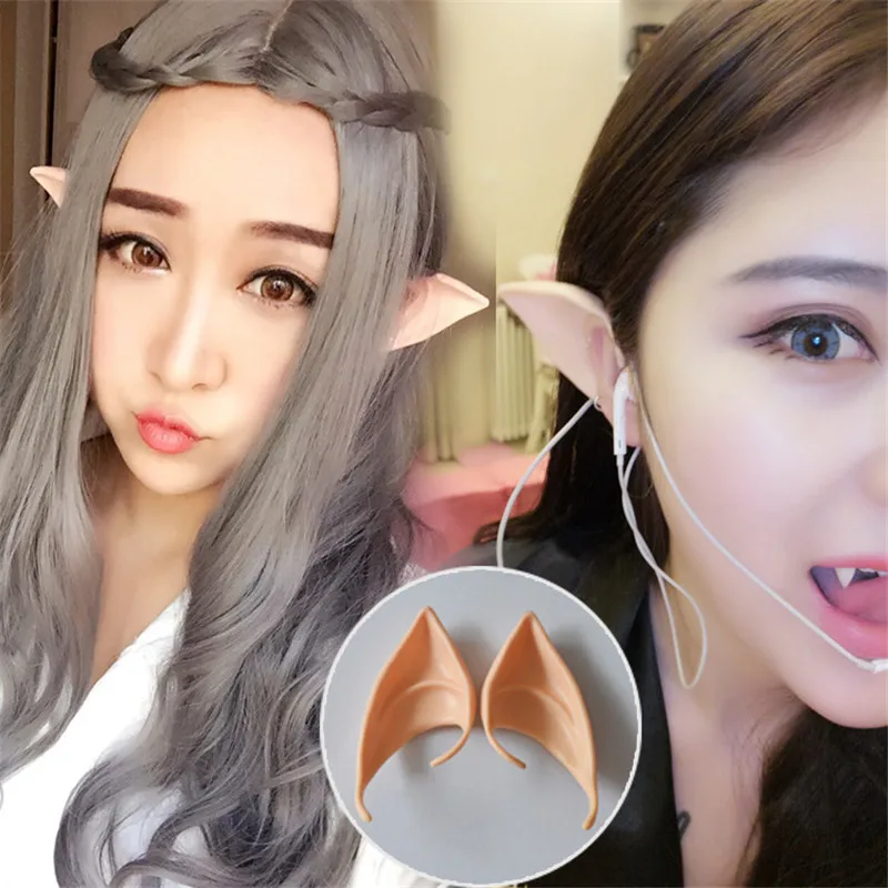 Novelty Horror Pointed Creepy Fairy Elf Cosplay Halloween Costume Latex Ear Tips Surprising Realistic