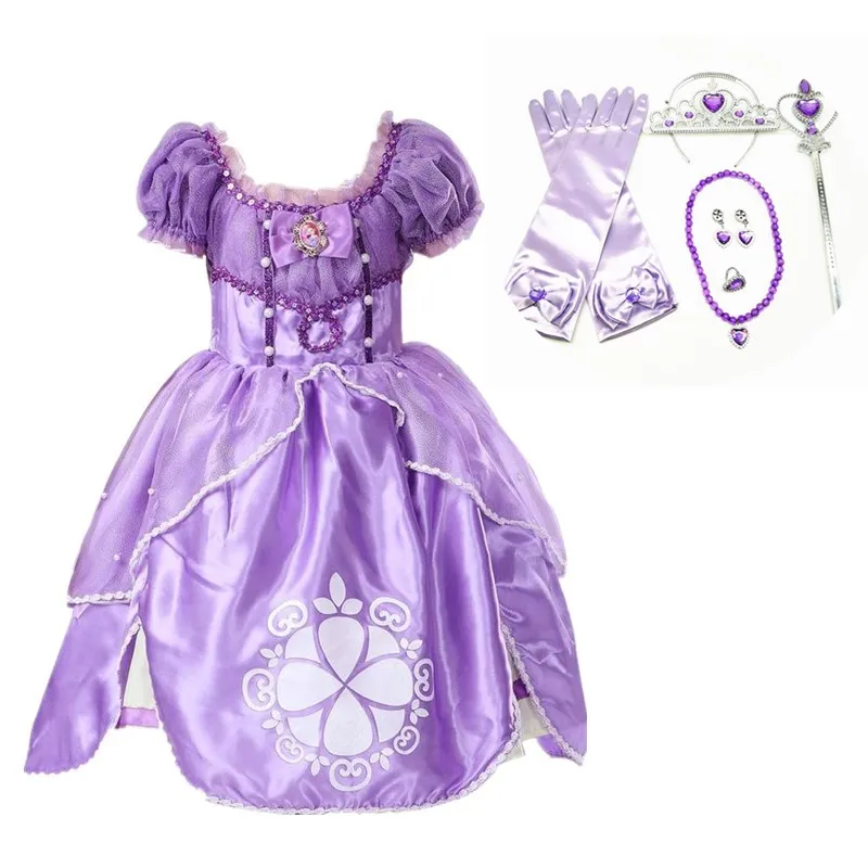 dress set Платье принцессы Софии для девочек; Детский карнавальный костюм на Хэллоуин и Рождество; праздничное платье на день рождения; детская одежда - Цвет: dress set