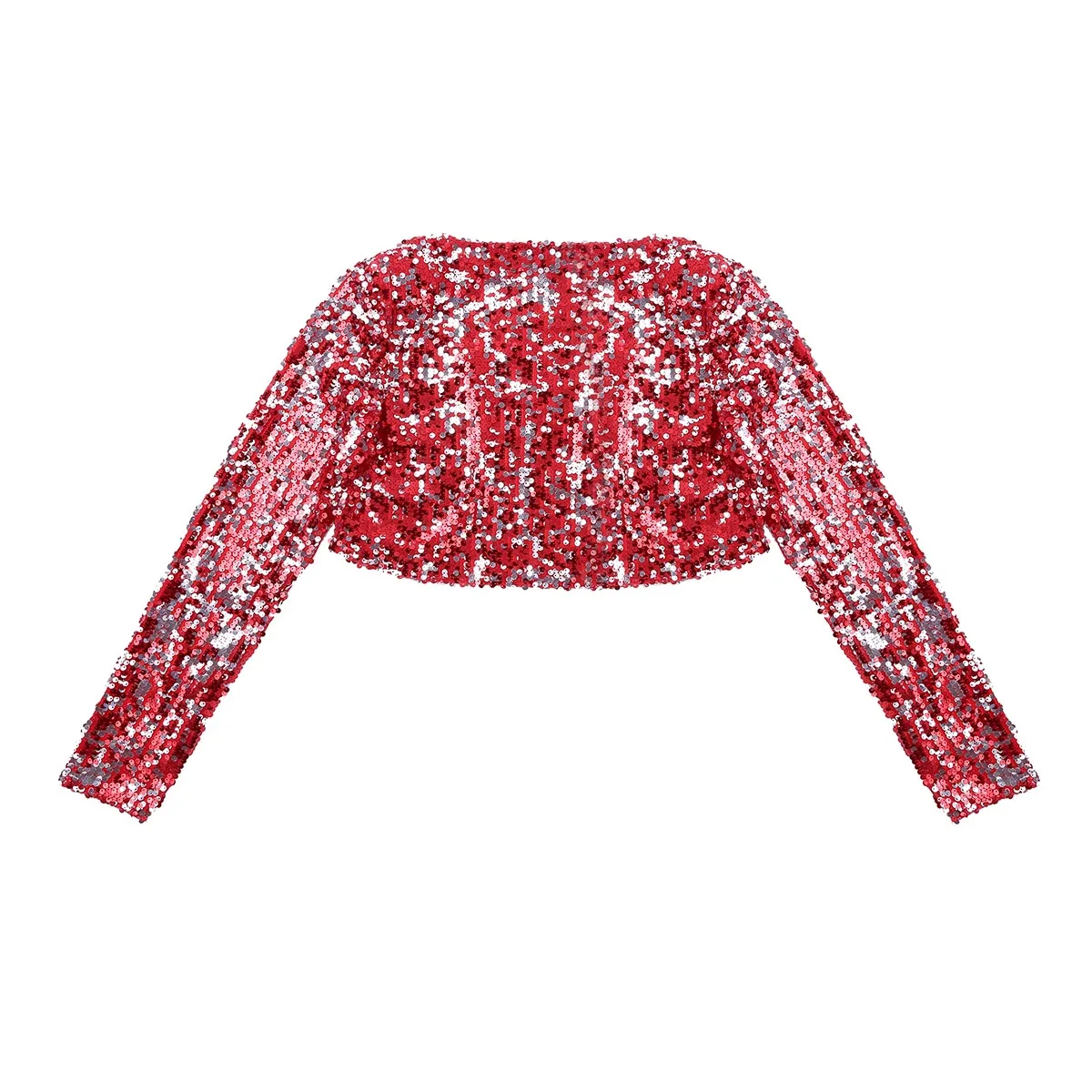 

Sparkly Sexy Women Sequin Cardigan Jacket Coat Long Sleeve Open Front Glitter Short Cropped Bolero Shrug Tops Clubwear