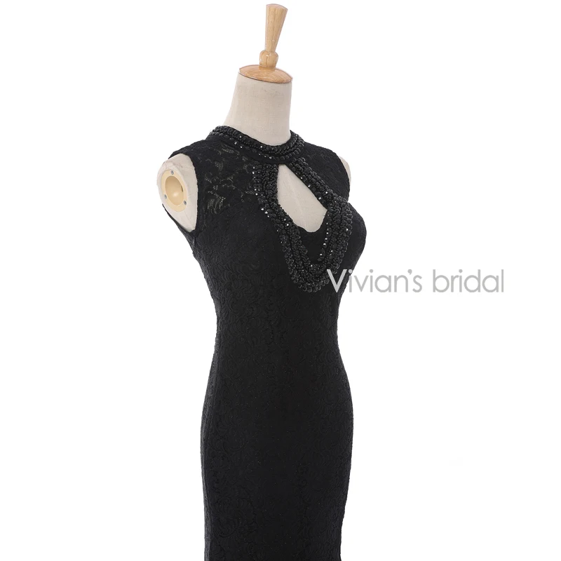 Vivian's Bridal Sexy Lace Black Mermaid Sleeveless Evening Dresses Hot Sale Free Shipping robe de soiree Summer Style 212 | Свадьбы и