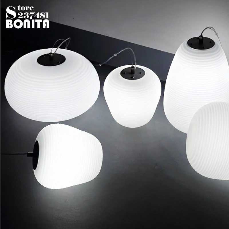 Простая Подвесная лампа с белым стеклянным шнуром подвесные светильники в форме