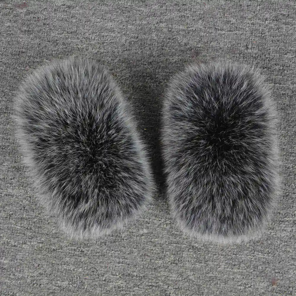 Fox Black Frosted Женский браслет-Кольцо из натурального Лисьего меха с манжетами на рукавах, манжеты из меха енота, зимний теплый толстый мех для модных пальто, куртки класса люкс S7231 - Цвет: Fox Black Frosted