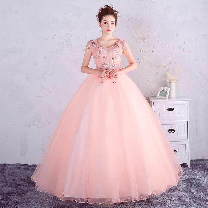 Vestido De Noche Пышное Сетчатое платье с бусинами элегантное розовое милое бальное для