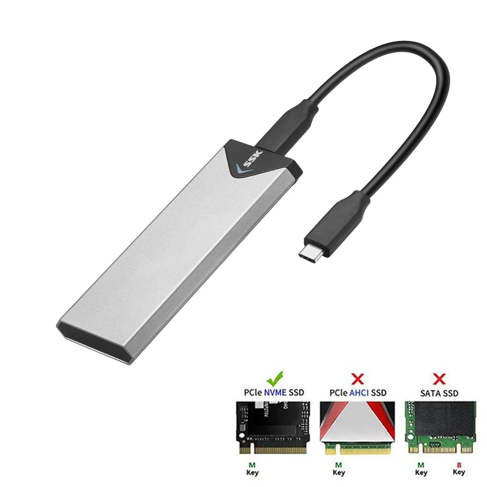 SSK алюминиевый сплав M.2 корпус SSD HDD Type-C чехол для мобильного жесткого диска M.2(NGFF)