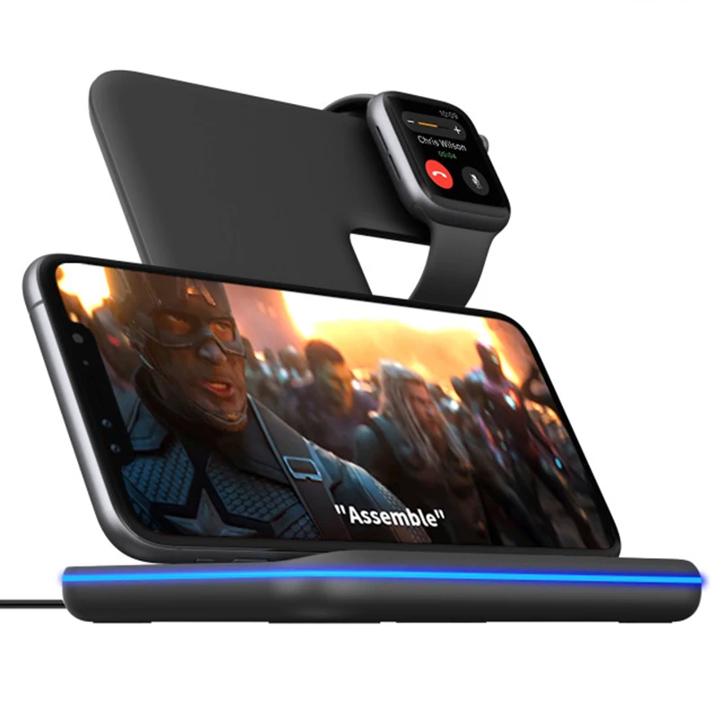 3 в 1 15 Вт Qi Беспроводное зарядное устройство для iPhone X 8 Xiaomi Quick Charge 3,0 Быстрая Зарядка Док-станция Подставка для Apple Watch 4 3 2 1 Airpods