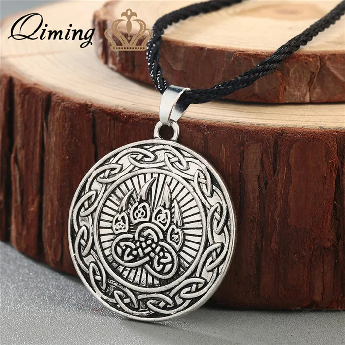 as picture Viking кулон Valknut мужское ожерелье круглый языческий религиозный человек славянский Серебряный Женский стимпанк Ювелирное колье в тибетском стиле амулет - Окраска металла: as picture