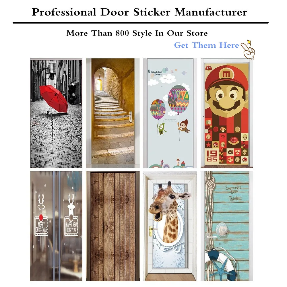 

European Deer Door Stickers Bedroom Wardrobe Slider Door Decoration Mural Self Adhesive Door Decals Peel and Sticker Art Poster