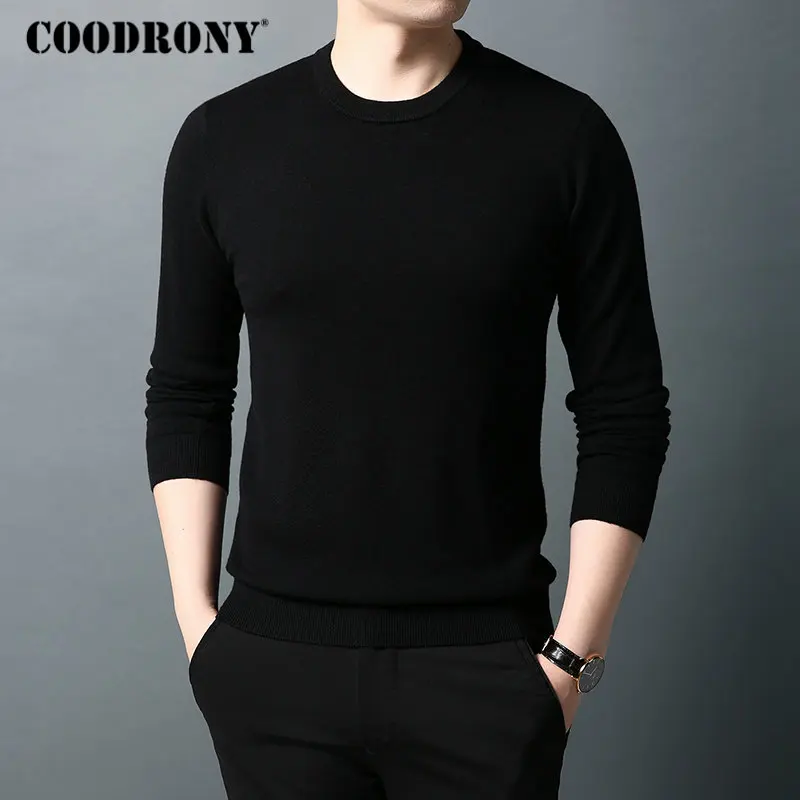 Бренд COODRONY, мужской свитер из чистой мериносовой шерсти, мужские свитера, Осень-зима, толстый теплый кашемировый пуловер, Мужской пуловер с круглым вырезом 93015