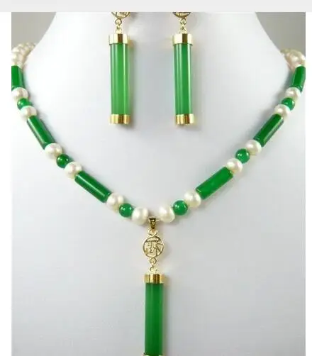 Женский подарок пресноводный зеленый/жемчужное ожерелье из белого жемчуга +
