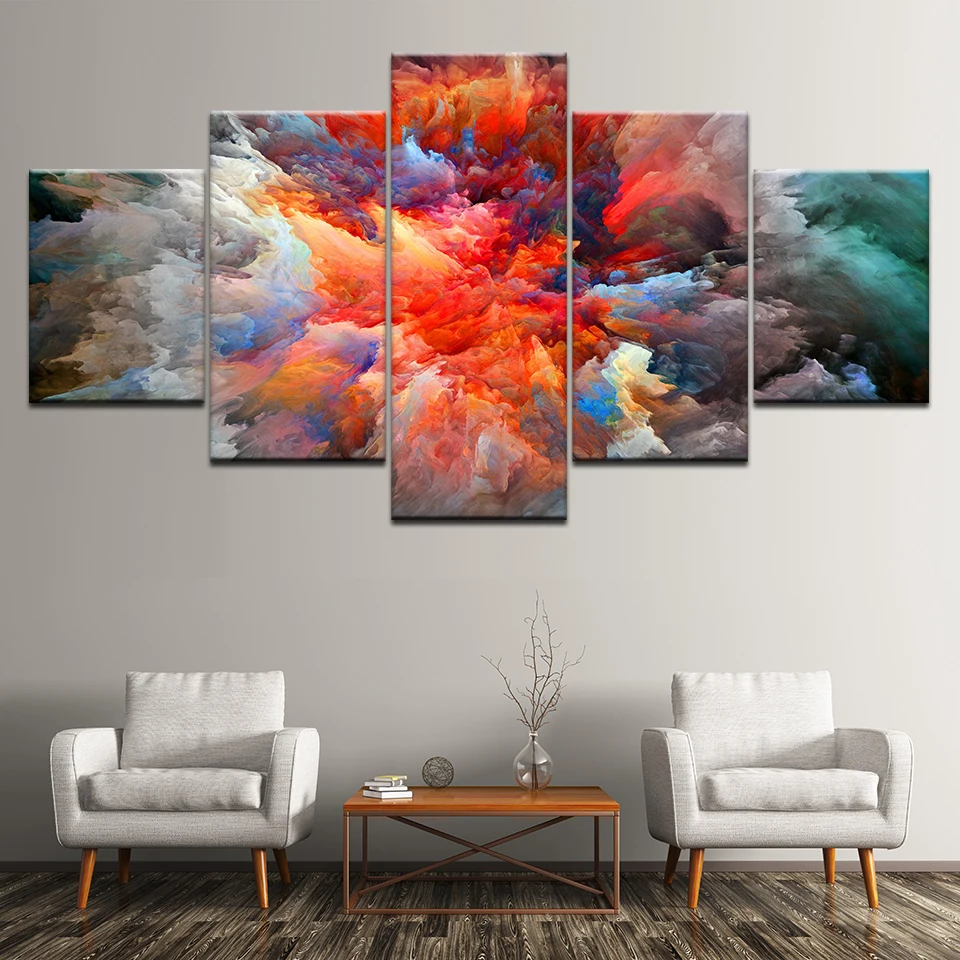 Холст Краски ing абстрактный дым взрыв 5 предмета в комплекте Wall Art модульная обои