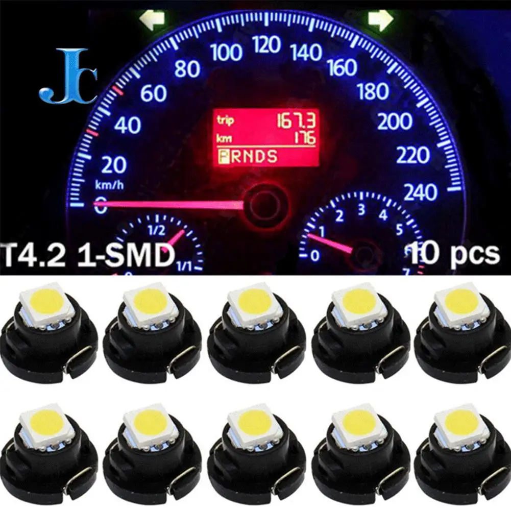 Adeeing 10 шт. T4.2 5050 SMD 12V светодиодный лампы автомобиль приборной панели счетчика