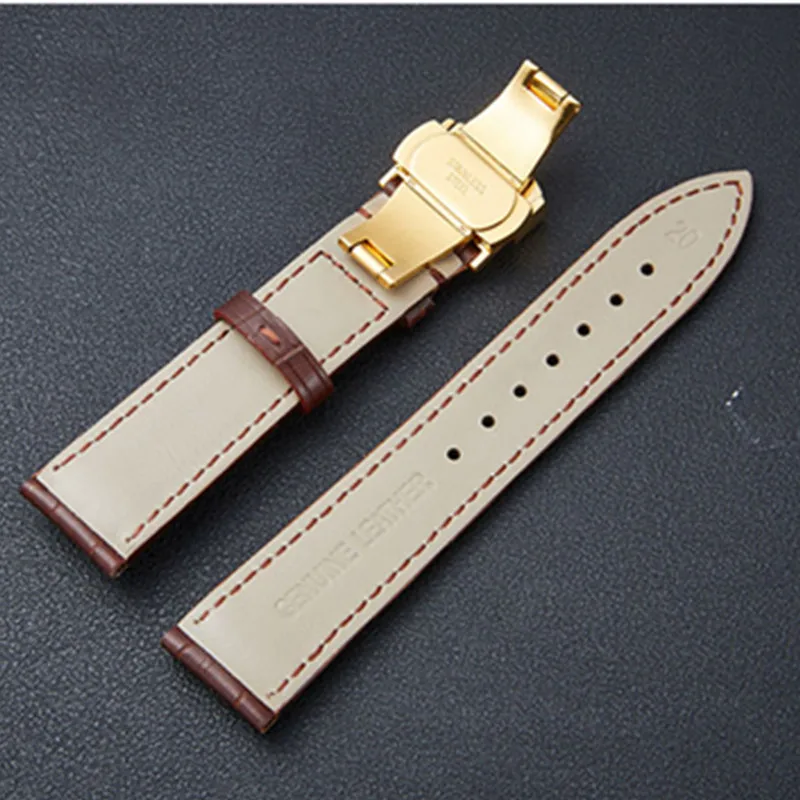 Ремешок для часов из натуральной кожи с застежкой-бабочкой браслет наручных