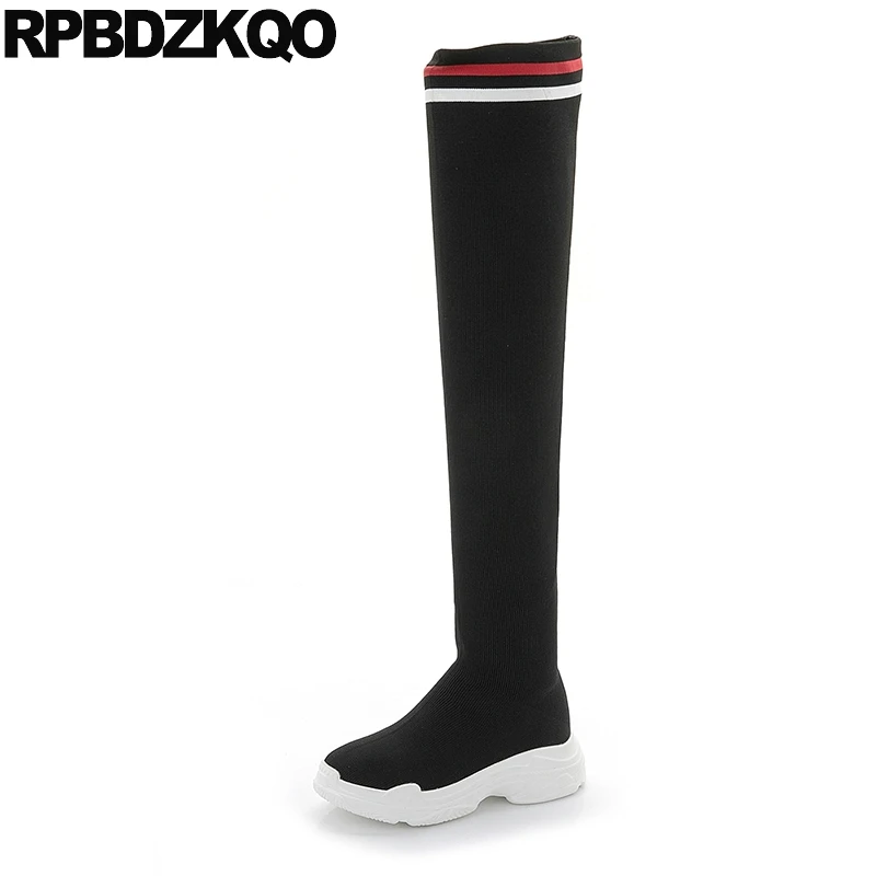 Вязаные туфли носки в британском стиле длинные эластичные облегающие сапоги