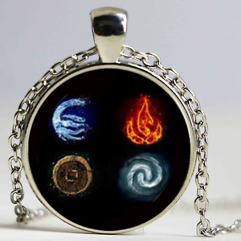 1 Мультфильм Аватар Последний Airbender стеклянный купол кулон ожерелье DIY ручной работы модные ювелирные аксессуары винтажный подарок для мужчин - Окраска металла: 1