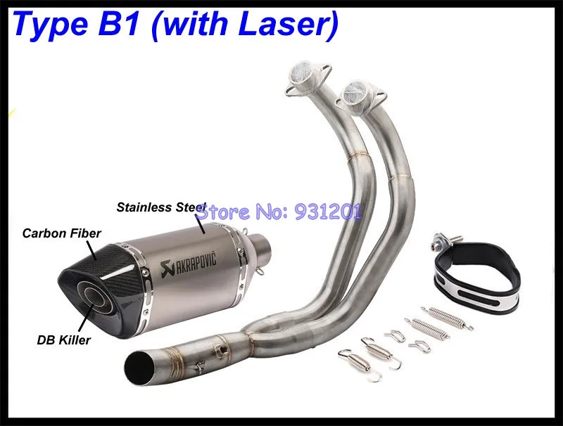 Выхлопная система мотоцикла для Yamaha MT07 mt-07 FZ07 FZ-07 Tracer(-) XSR700(-) Akrapovic глушитель - Цвет: Type B1 (Laser)