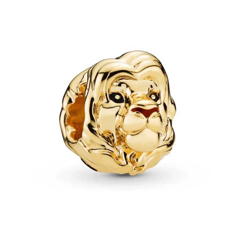 Gold Color Мода, новинка, Simba, очаровательные бусины, подходят для браслетов Pandora, браслеты, амулеты, серебро, 925, животные, Король Лев, сделай сам, ювелирное изделие - Цвет: Gold Color