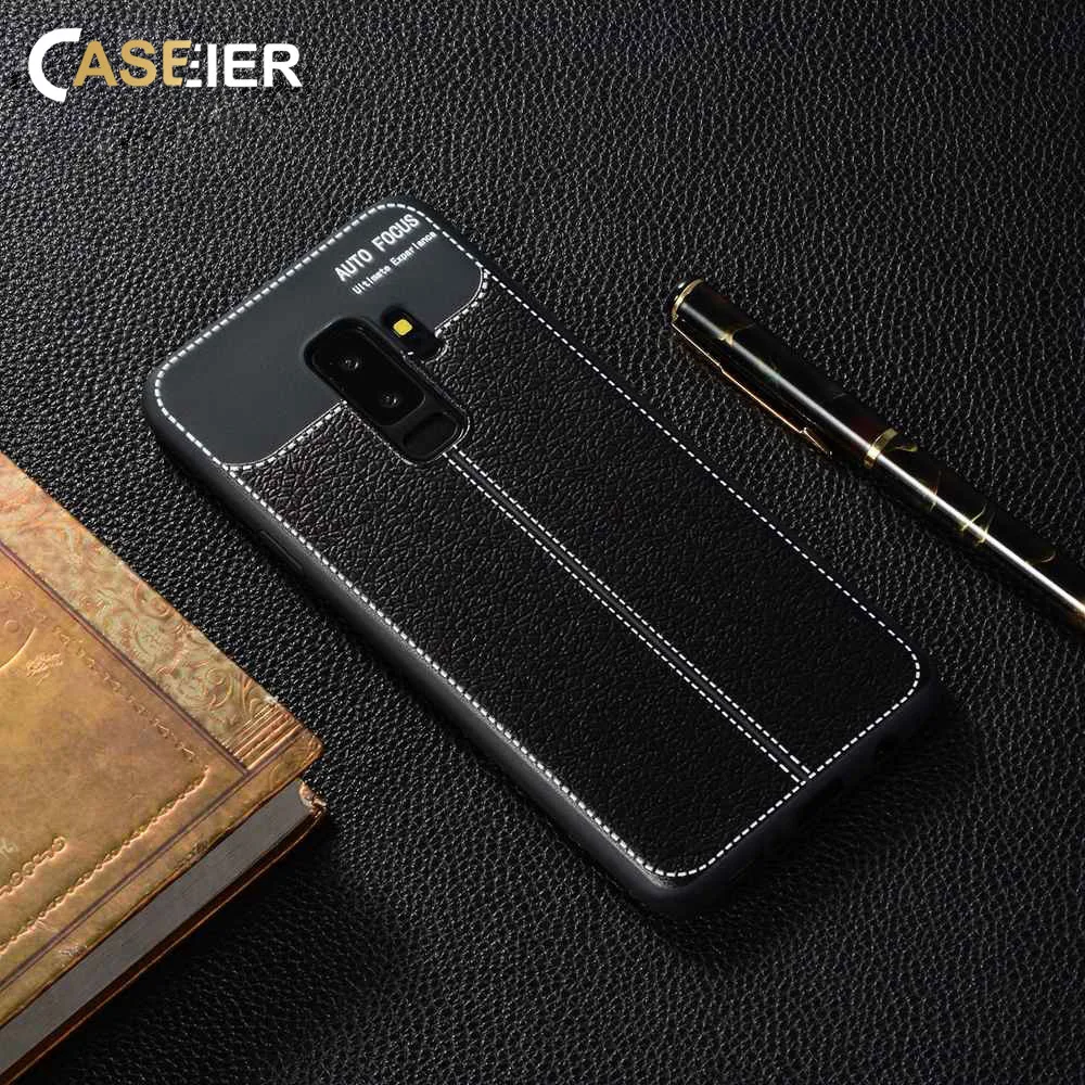 CASEIER универсальный кожаный чехол для телефона Samsung Galaxy A7 2018 S9 S8 Личи шаблон ТПУ