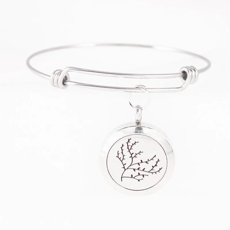 Наручный браслет-диффузор для ароматерапии с жизненным деревом на 25 мм из нержавеющей стали.