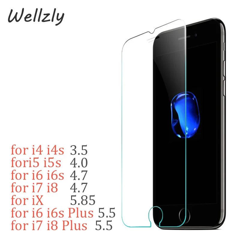 Wellzly с уровнем твердости 9H 2.5D закаленное покрытие Стекло для iPhone 5 5S 5C X 8 7 Plus 6S 10