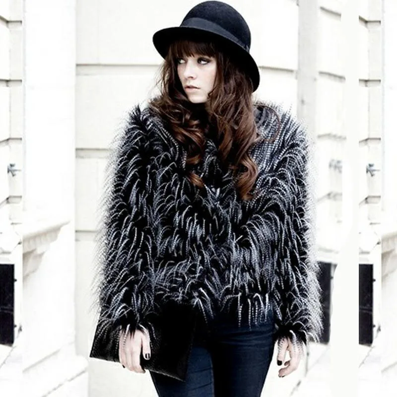 Новинка зимнее женское пальто из искусственного меха длинное роскошное с лисьим