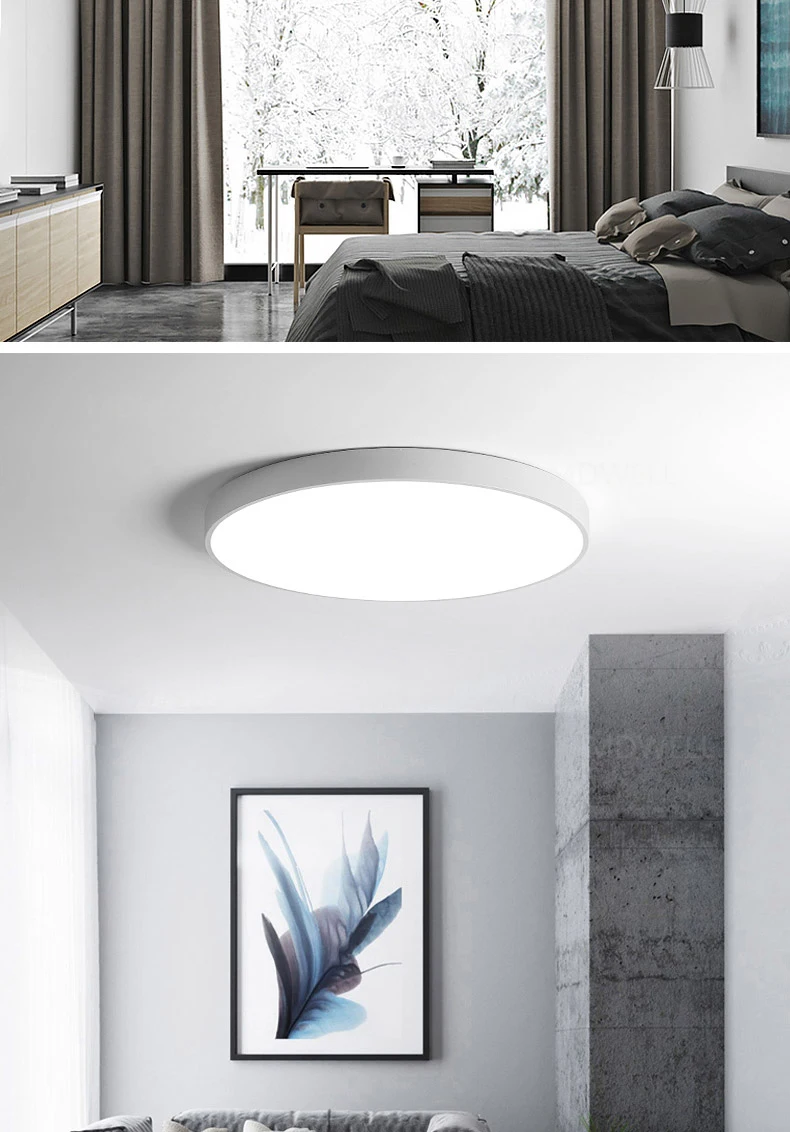 Minimalist Black/White art modern led ceiling lights for bedroom kids room Round square led home indoor ceiling lamp Fixture