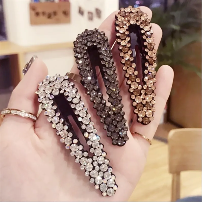 

New high-end boutique hair accessories women's rhinestones super flashing water drops bb clip large bangs hairpin hairpin girl