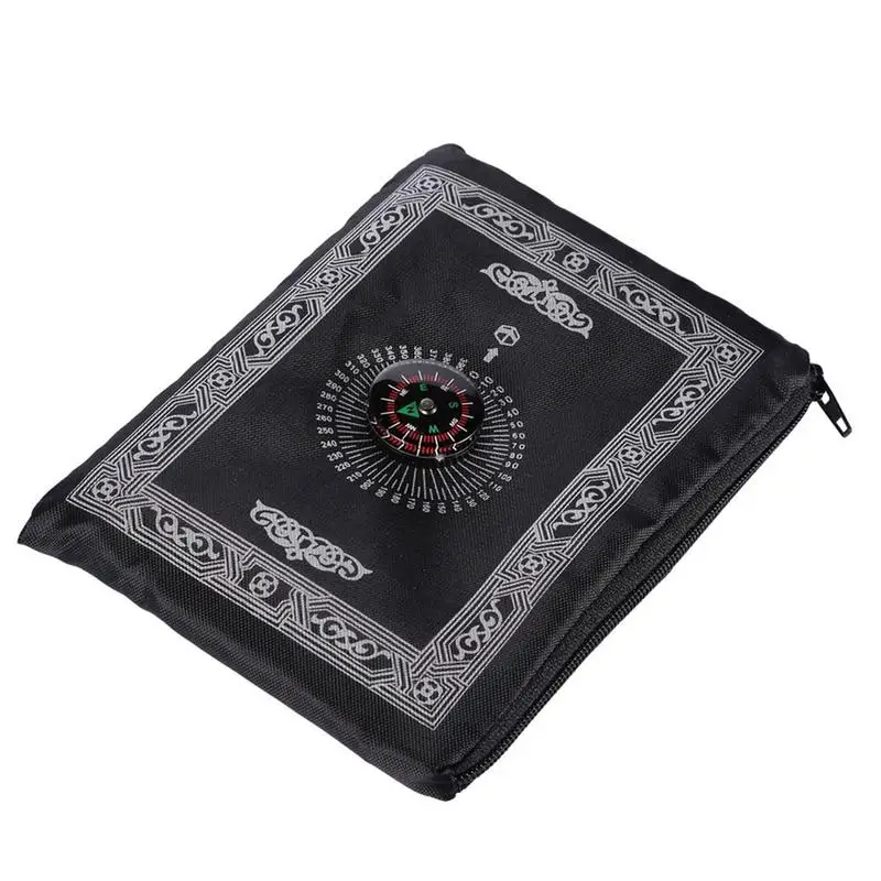 Black Молельный коврик Eid Al-Fitr портативный мусульманский коврик для молитвы Исламская, молитвенная одеяло с компасом - Цвет: Black