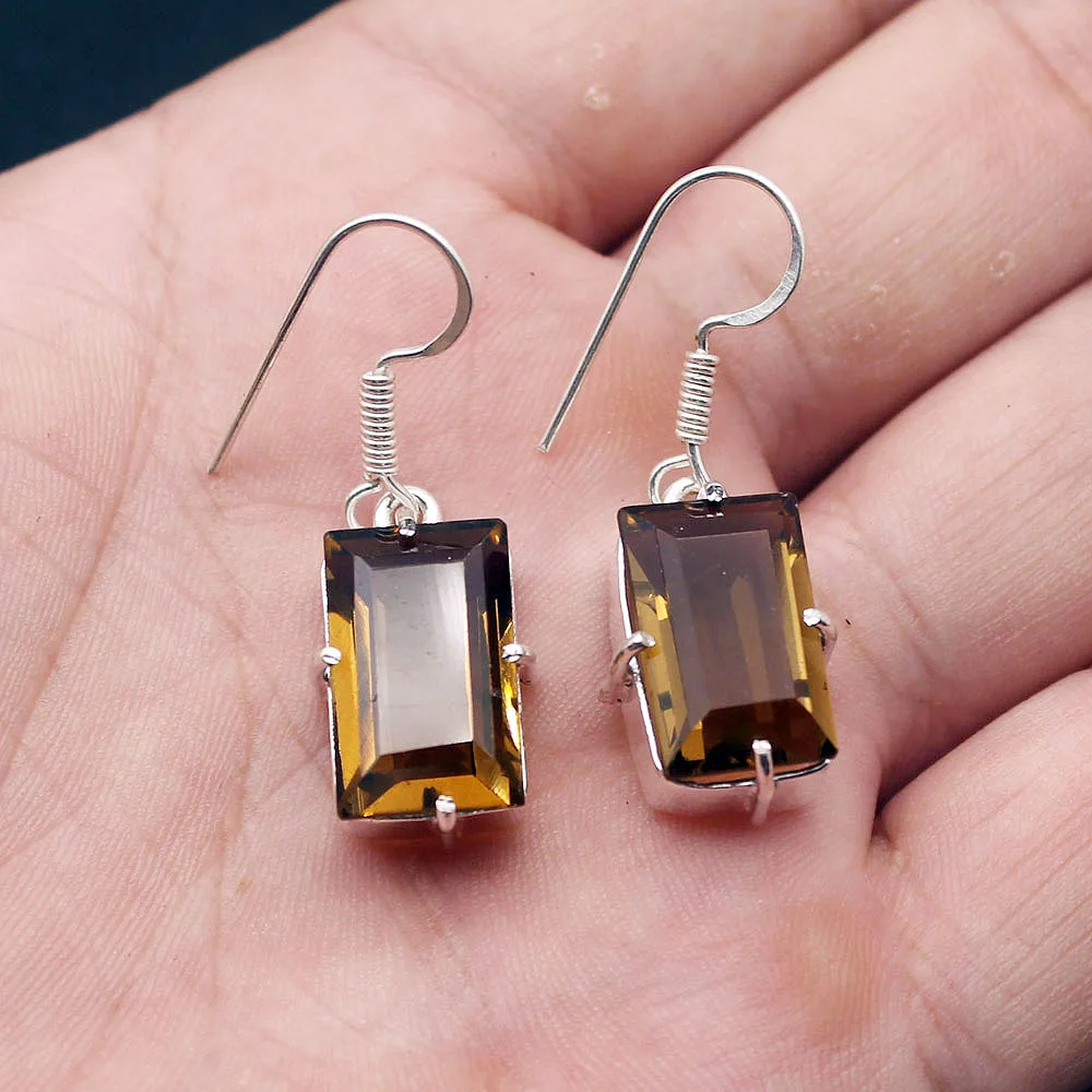 Новое поступление нежный дымчатый Topaz925 серебро амулеты кулон серьги комплект